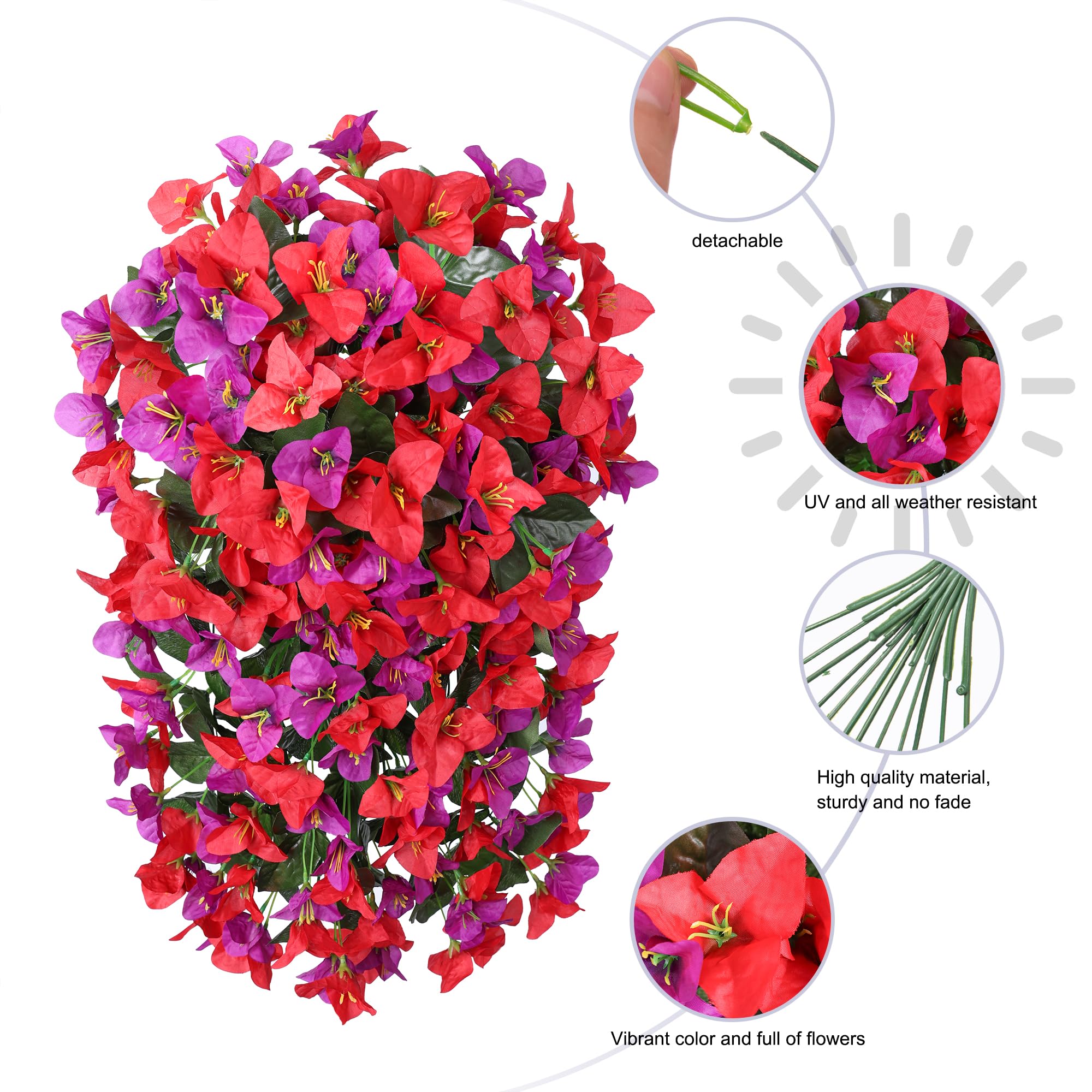INSPRING faux bougainvillea trailing vine looks lifelike up close.