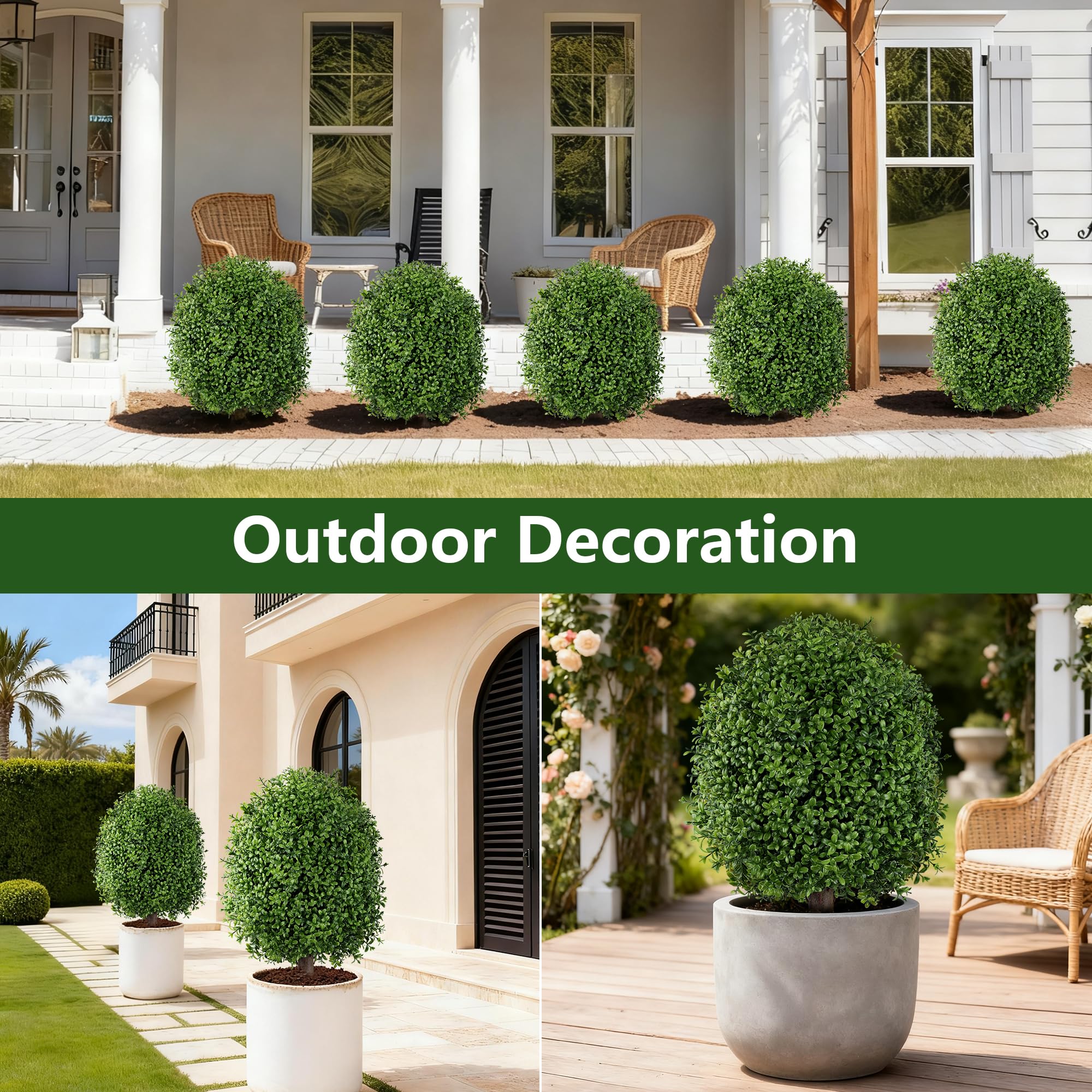 INSPRING garage entrance topiary adds refined landscaping detail.