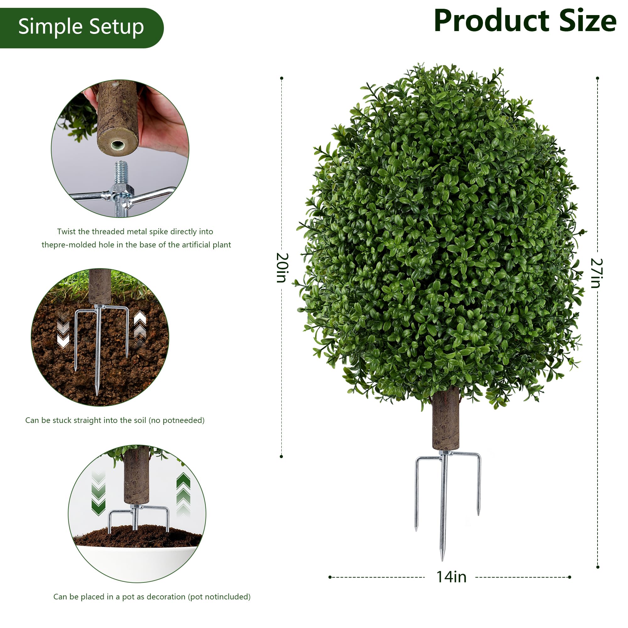 INSPRING ground spike secures topiary for outdoor use.