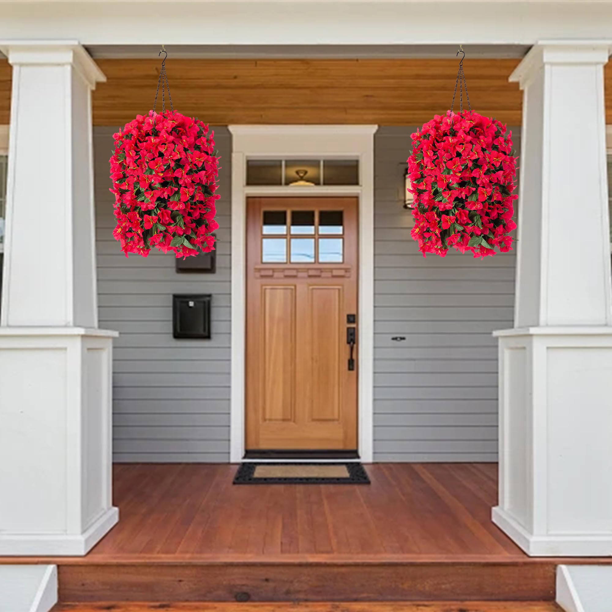 INSPRING outdoor hanging plant on porch shows UV-resistant durability