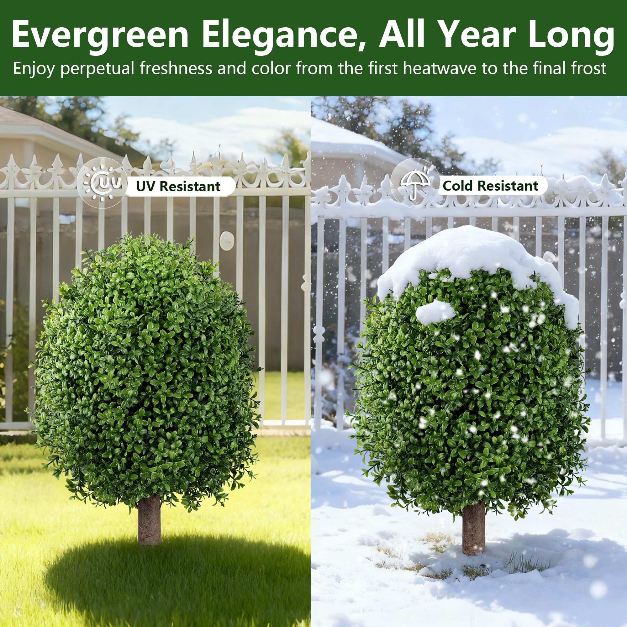 INSPRING topiary placed in a pot demonstrates flexible installation.
