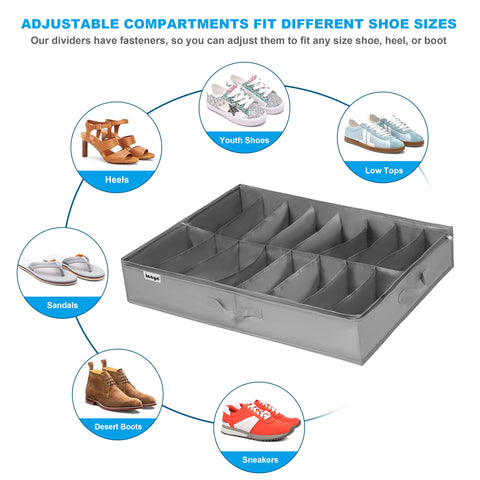INAYA foldable under-bed shoe storage provides easy season-to-season access.