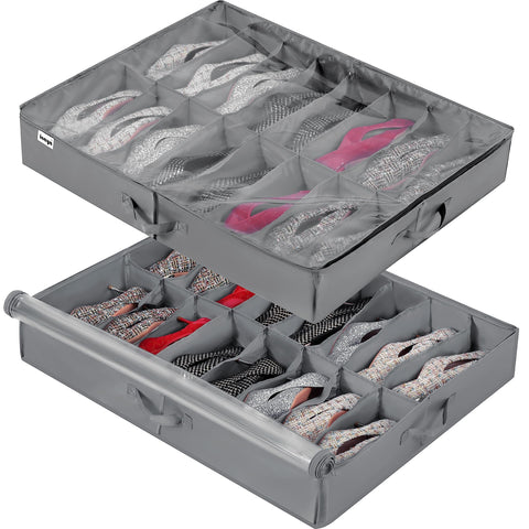 INAYA under-bed shoe storage 2-pack keeps shoes neatly organized and ready to grab.