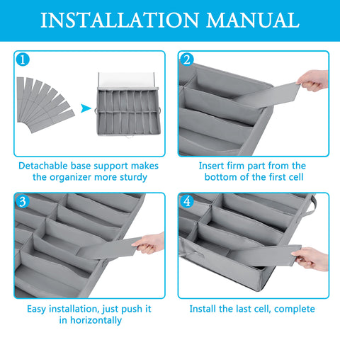 INAYA under-bed shoe storage four reinforced handles makes moving easy.