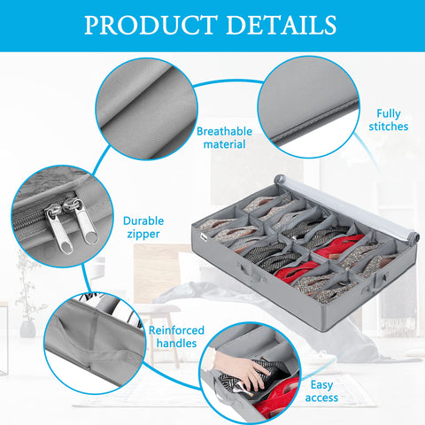 INAYA under-bed shoe storage clear visibility cover for quick, selective shoe access.