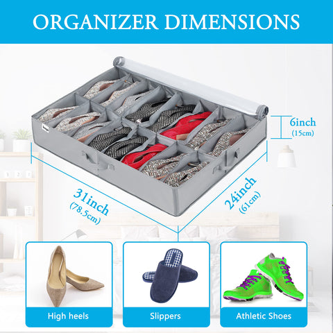 INAYA under-bed shoe storage foldable design saves space when not in use.