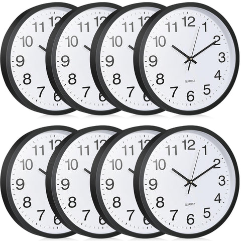 Inbagi 8-pack wall clock front view with bold numerals for easy reading