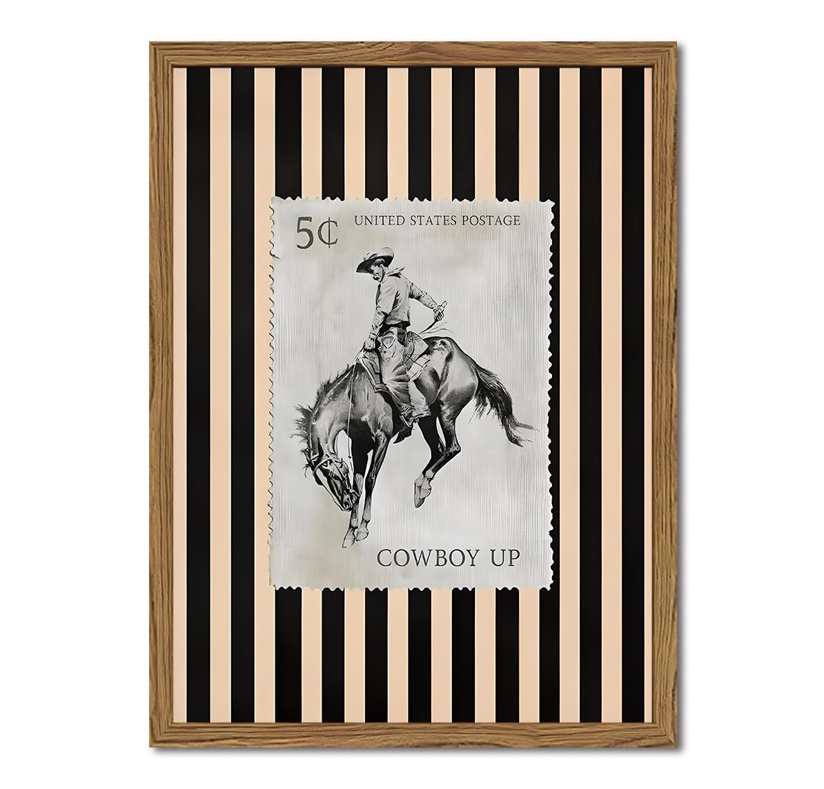 Inch Sunshine Art vintage western wall art showcases a rodeo cowboy on horseback for living room focal point