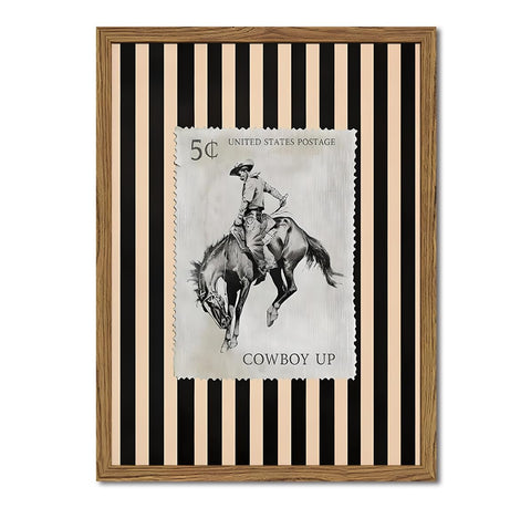 Inch Sunshine Art vintage western wall art showcases a rodeo cowboy on horseback for living room focal point