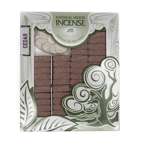 Incienso de Santa Fe cedar bricks with holder enable an easy aromatic setup at home.