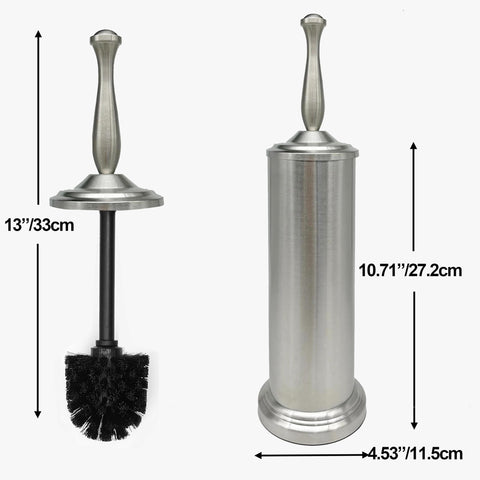 Indecor Home brushed nickel toilet bowl brush holder for tidy bathroom storage