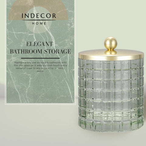 Indecor Home cotton balls stored neatly in jar.