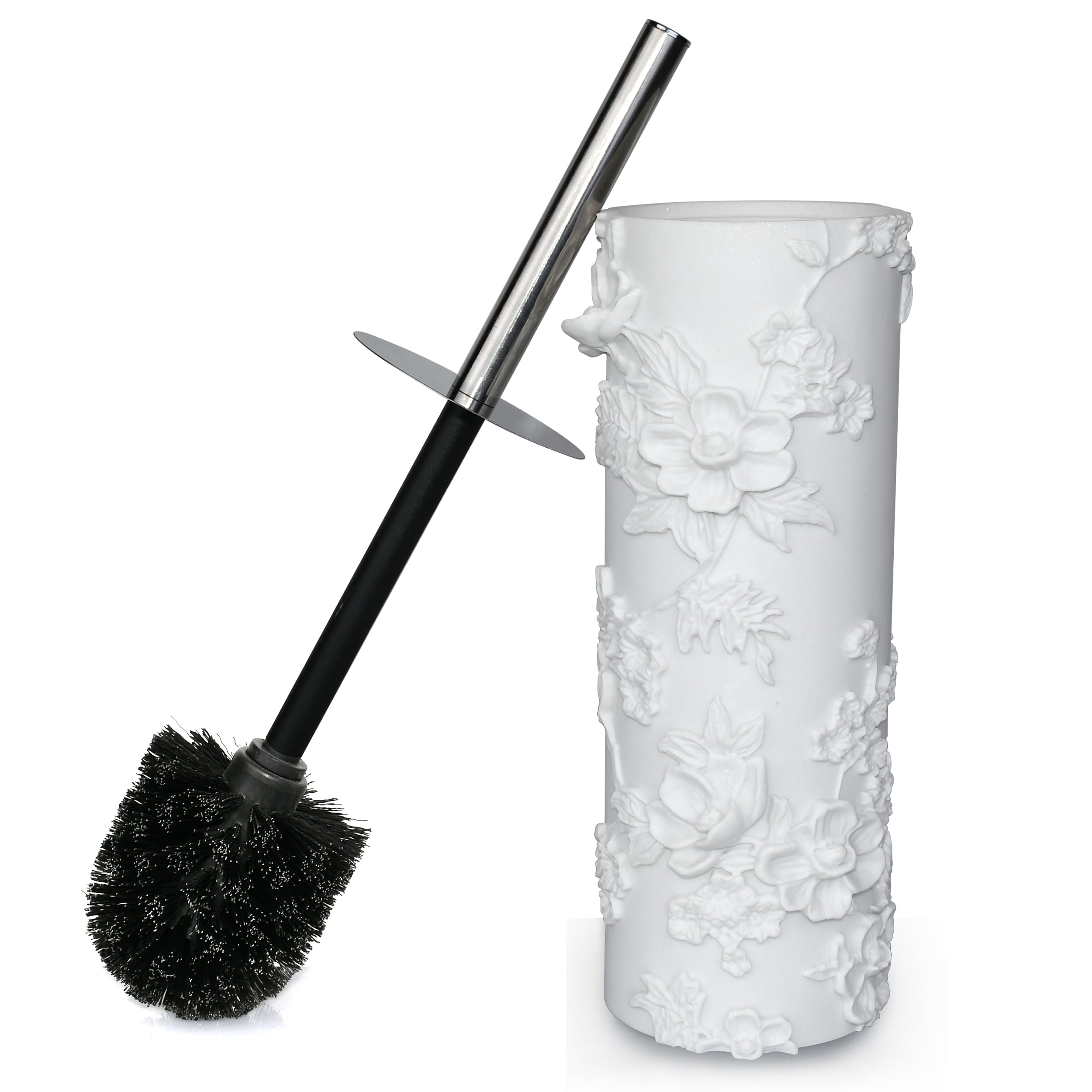 Indecor Home toilet brush holder compact, ideal for small bathrooms.