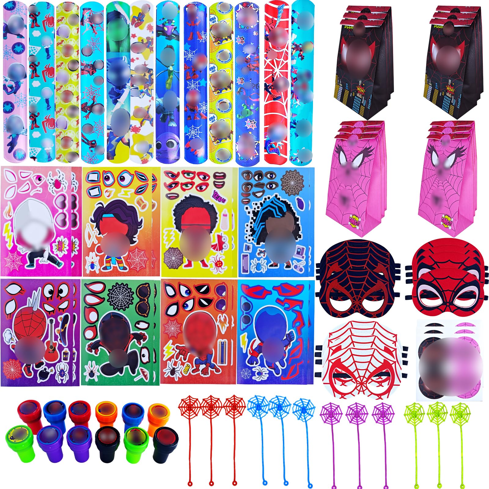 INDIVEN spider-themed slap bracelets—easy wear and shareable party favors