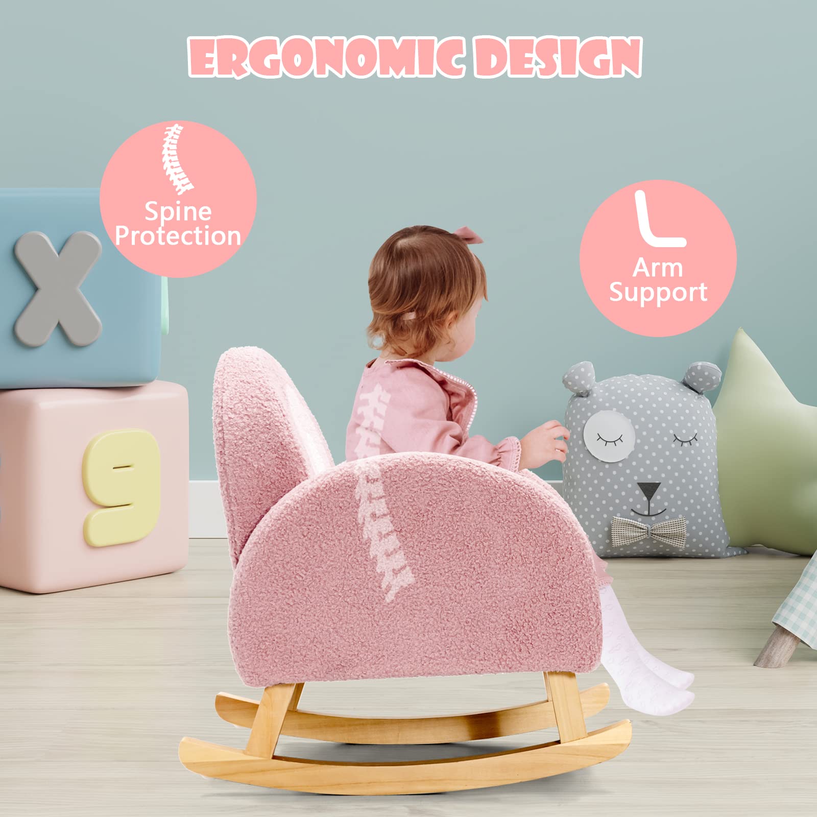INFANS cushioned armrests support relaxed arms and longer comfort