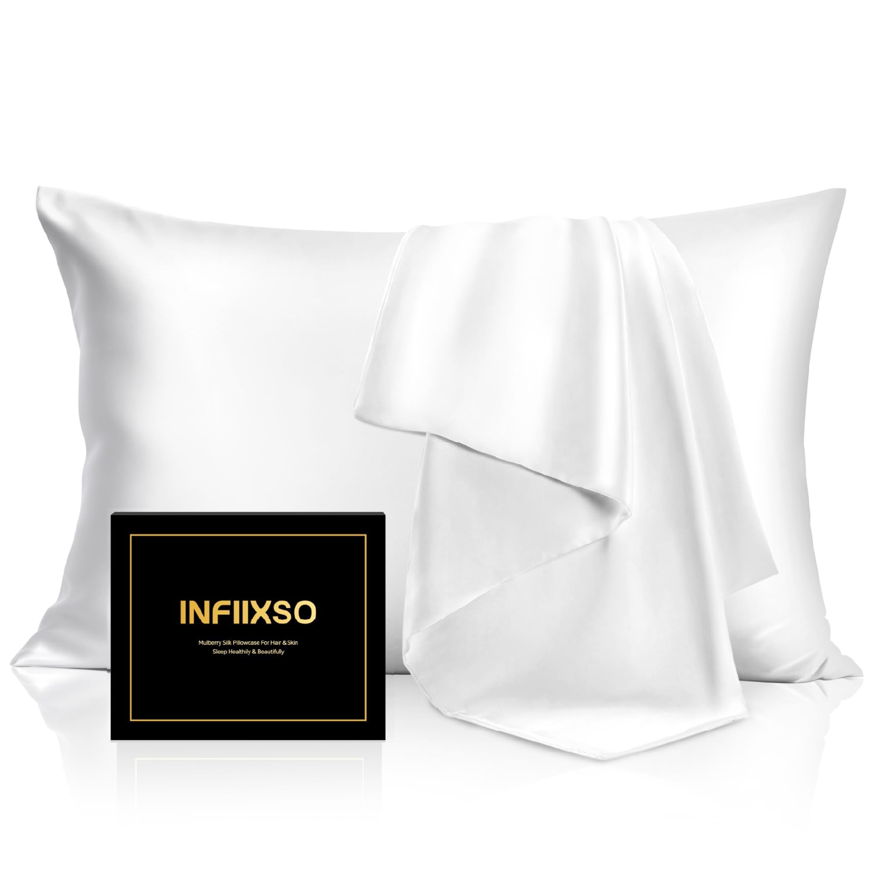 INFIIXSO Mulberry silk pillowcase set in premium gift packaging for luxurious sleep