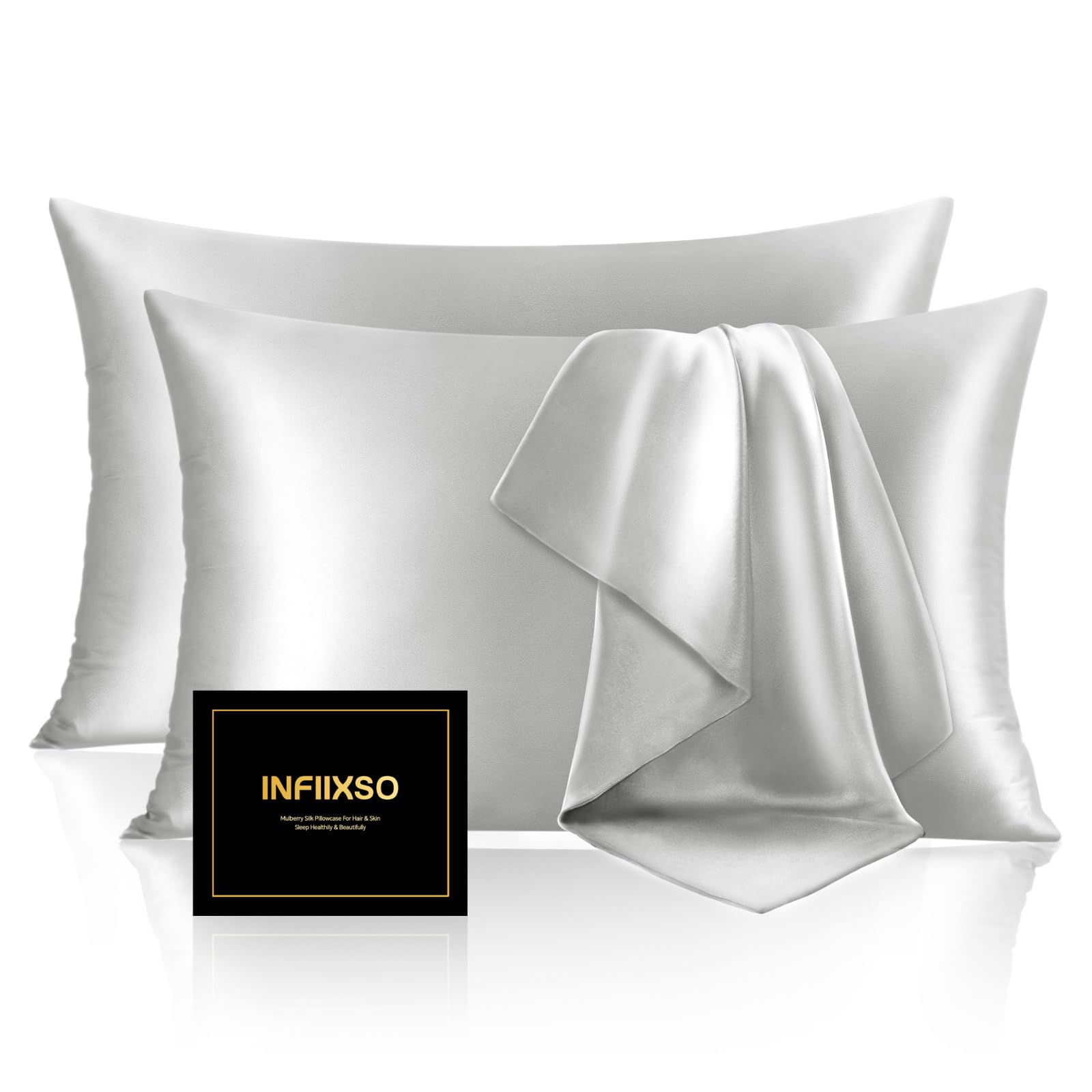 INFIIXSO Mulberry silk pillowcase for hair and skin moisture and glide