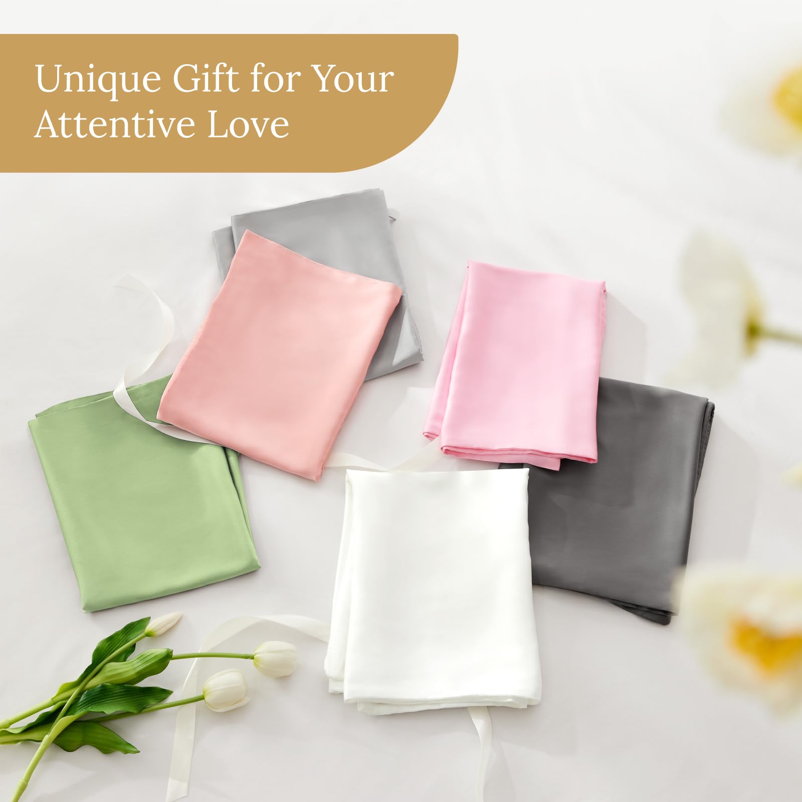 INFIIXSO cooling silk pillowcase on bed for hot sleepers.