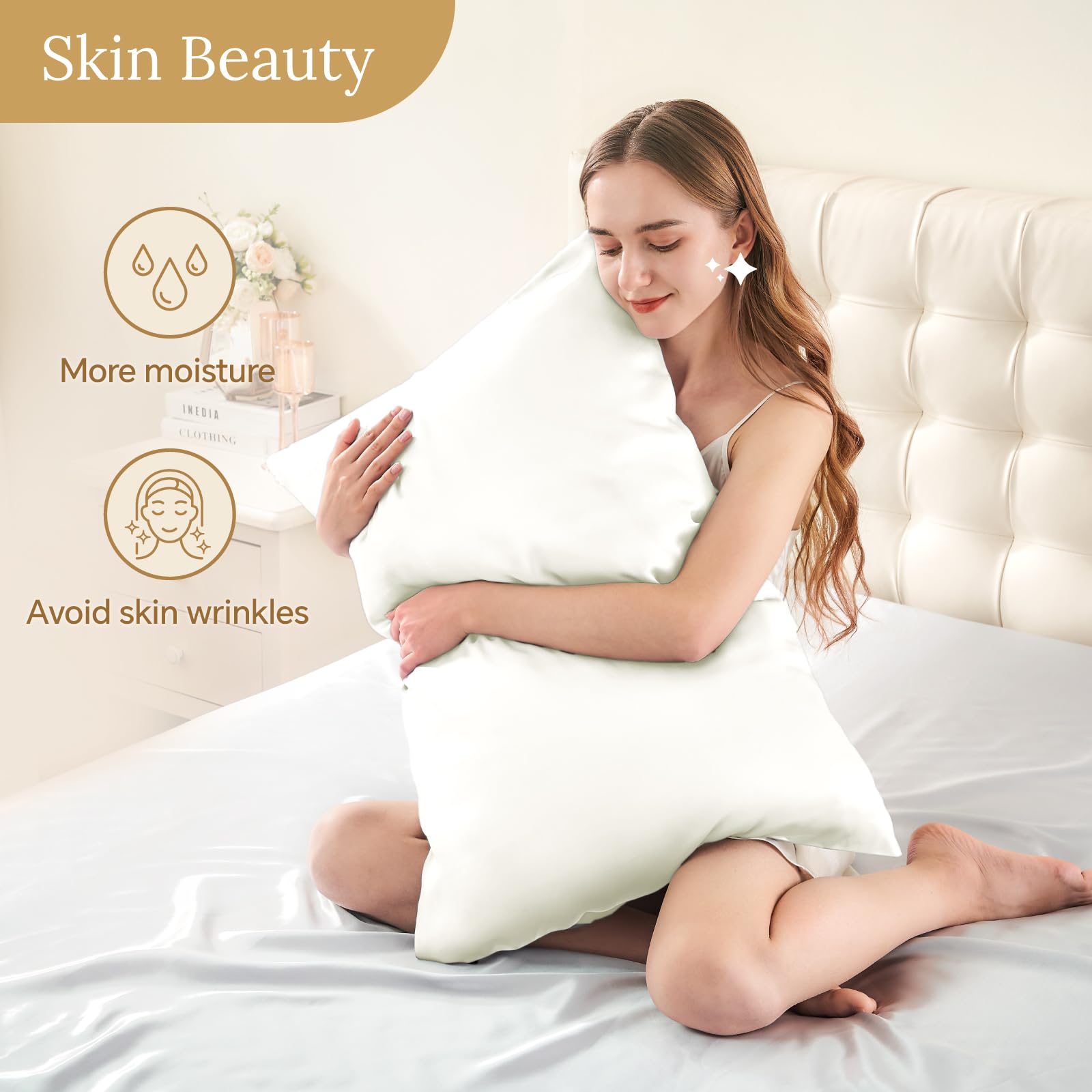 INFIIXSO silk pillowcase cream soft fabric ideal for hair hydration