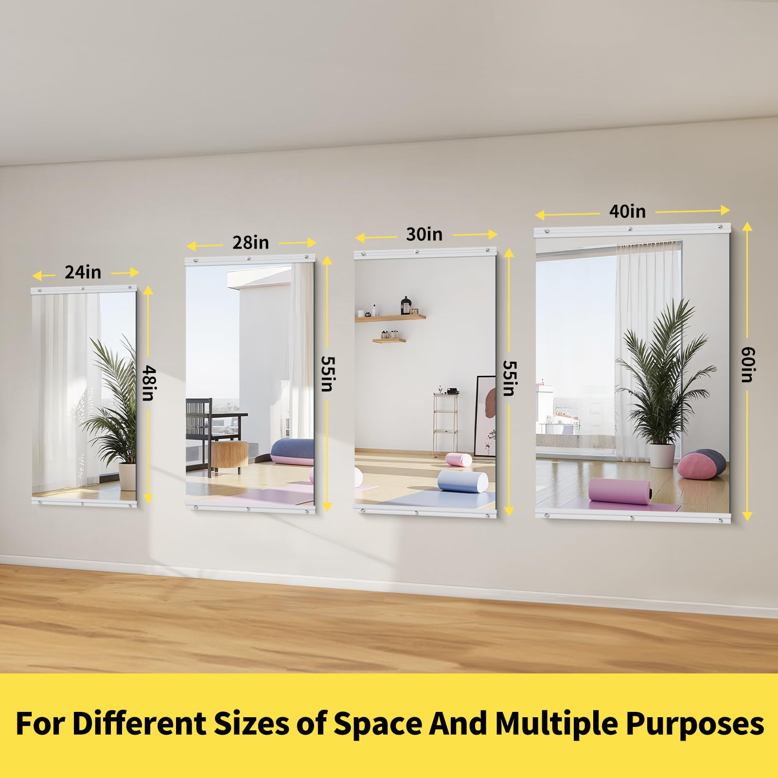 InfiniGlass versatile placement for gym, bedroom, or studio