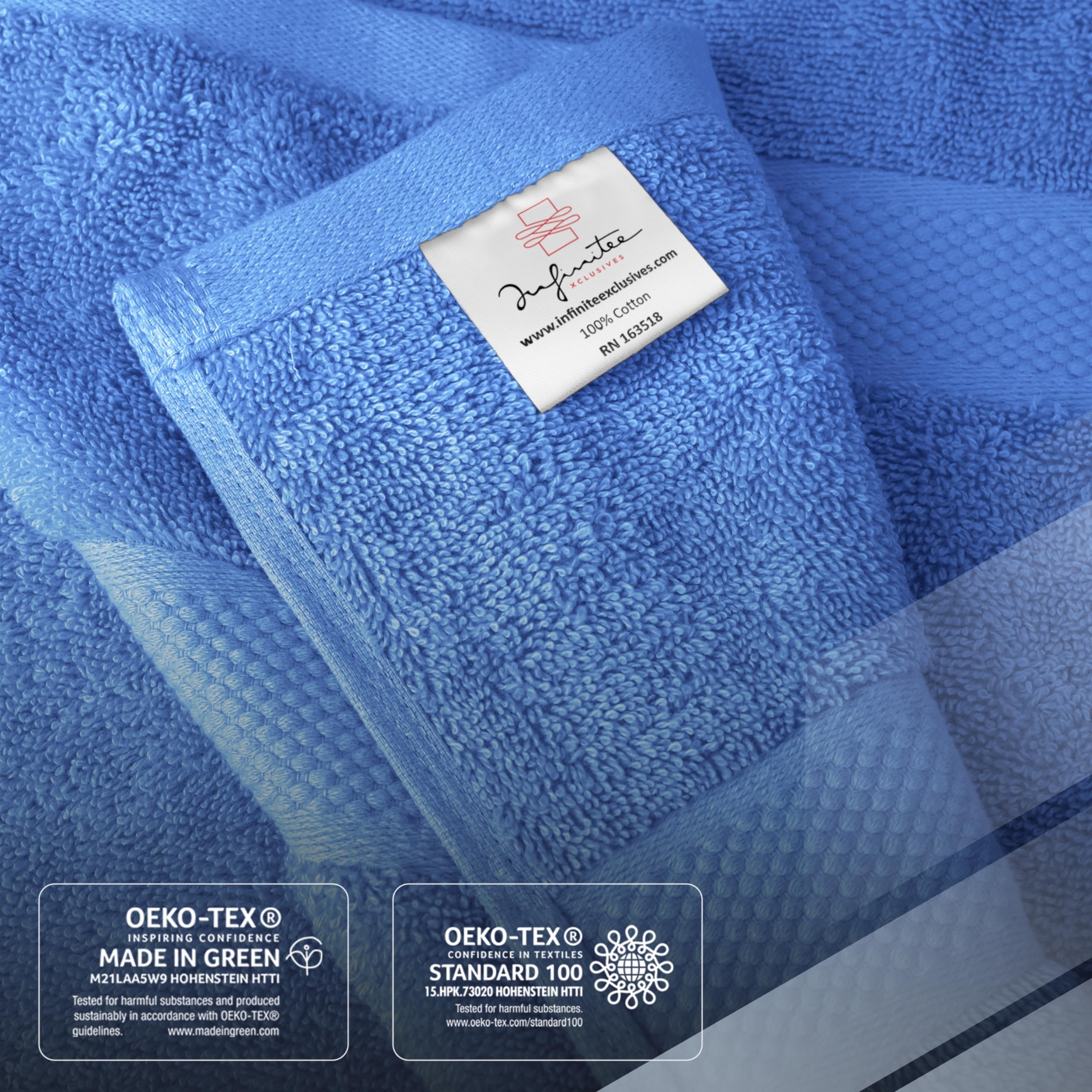 Infinitee Xclusives Eloquent Blue washcloth 12x12 ideal for facial care routines
