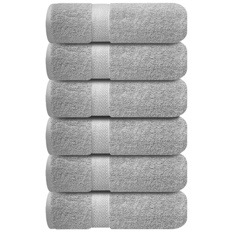 Infinitee Xclusives gray towels are machine-washable for easy care