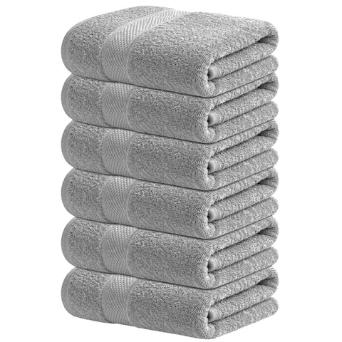 Infinitee Xclusives gray hand towels six-pack for plush bathroom use