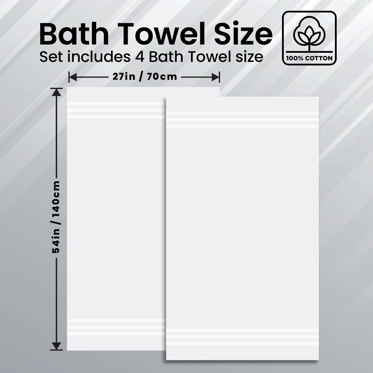 Infinitee Xclusives lint-free bath towels with double-stitched hems visible.