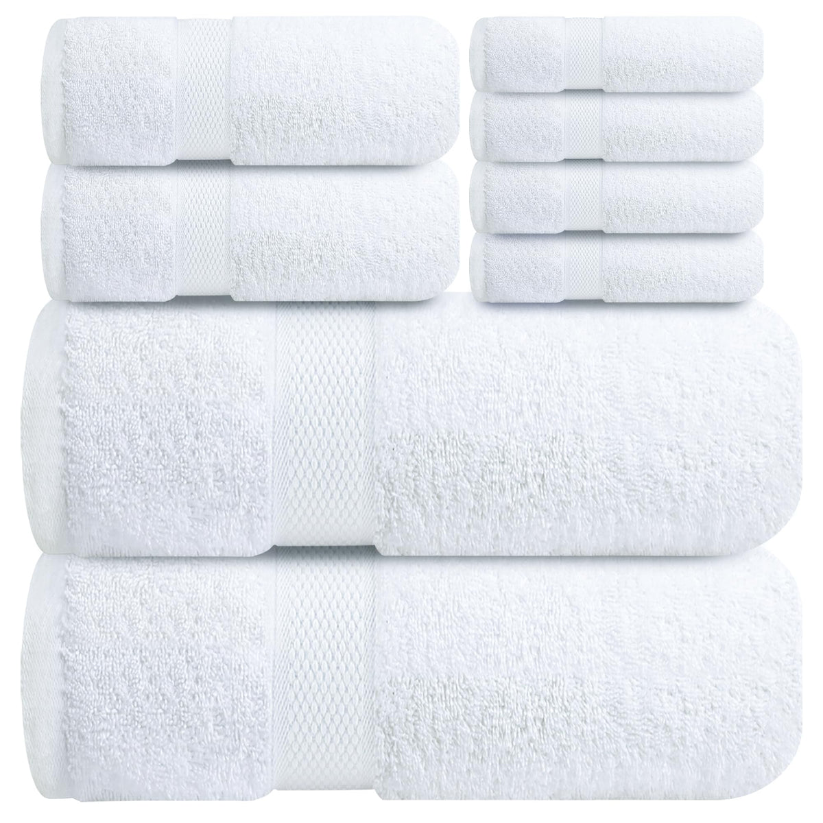 Infinitee Xclusives luxury cotton bath towels front view showing plush, absorbent 27x54 towels