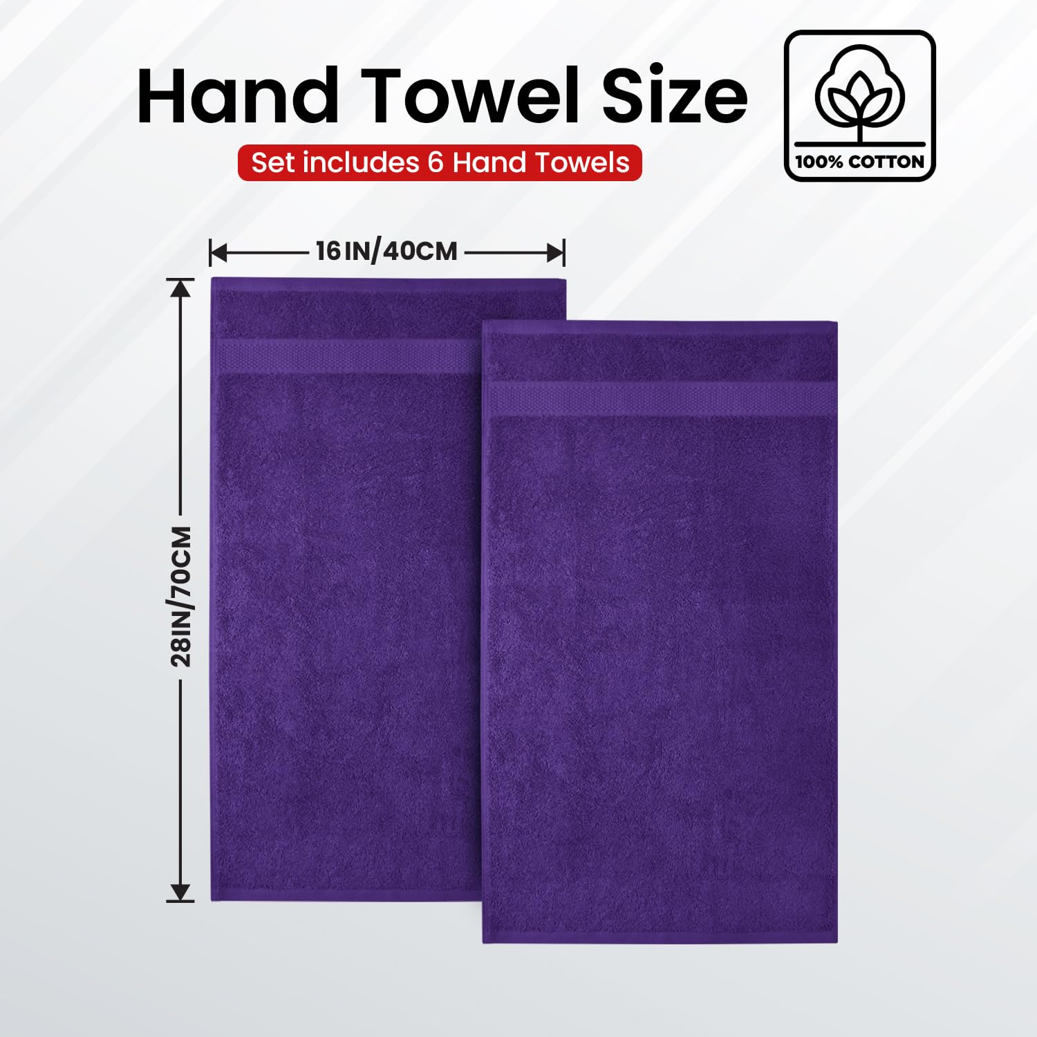 Close-up texture of Infinitee Xclusives Purple Hand Towels highlights plush absorbent cotton