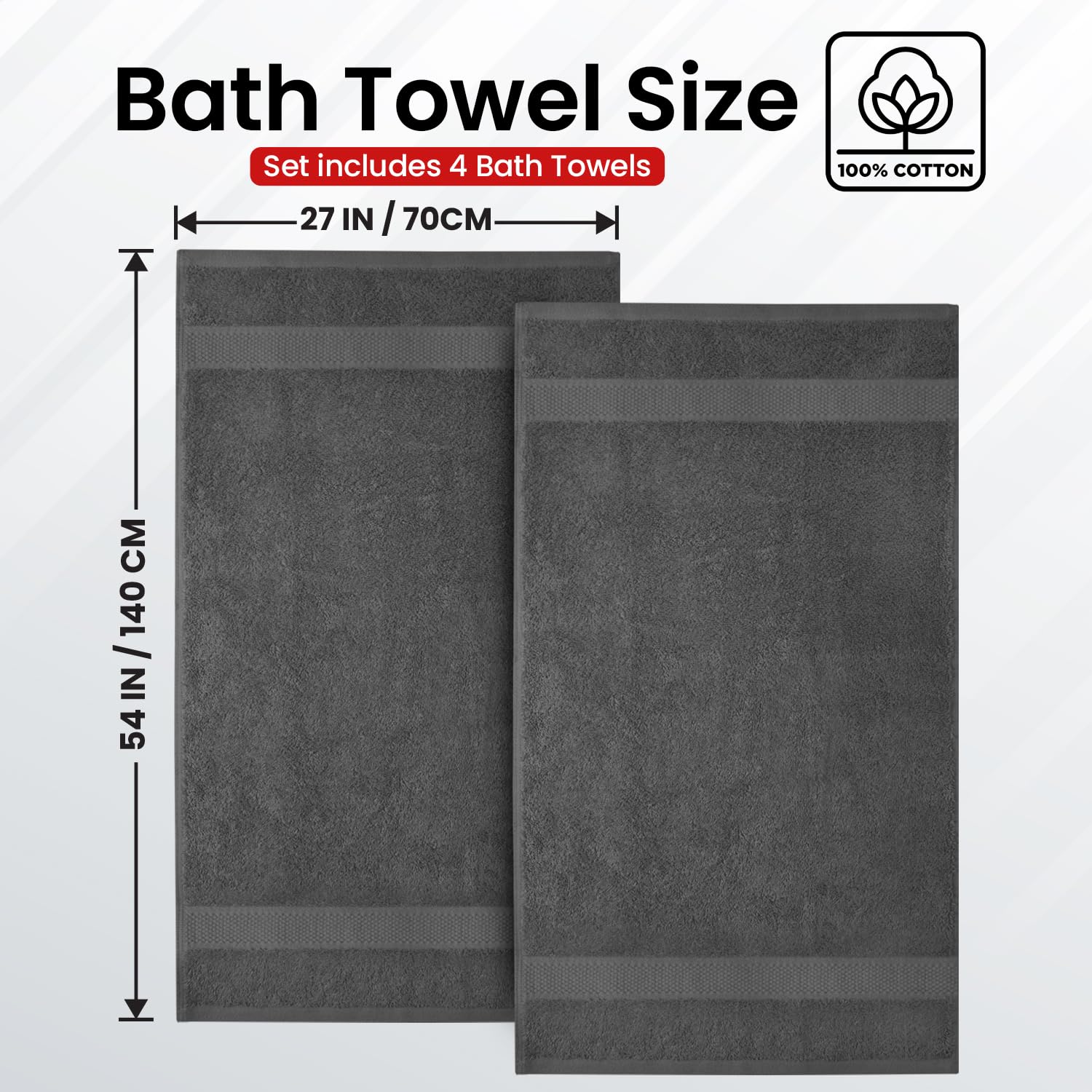 Infinitee Xclusives Shadow Grey towel features durable double-stitching for longevity.