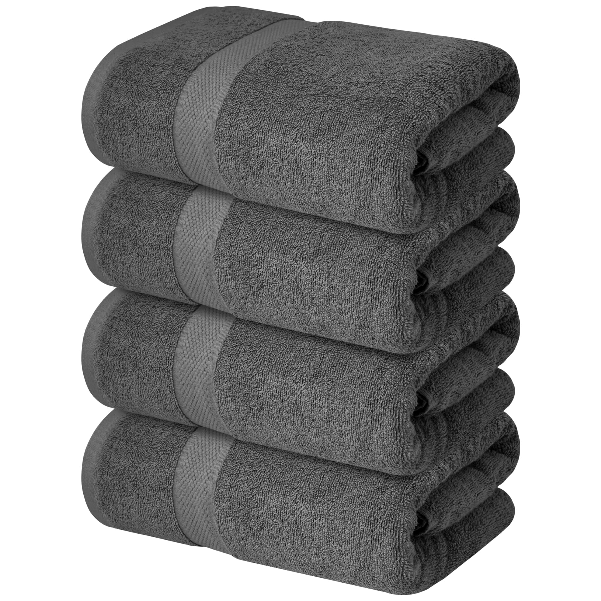 Shadow Grey bath towels resist color fading after many washes.