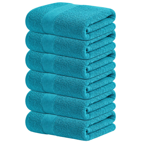 Infinitee Xclusives Teal Hand Towel close-up showing plush cotton texture for absorbent drying