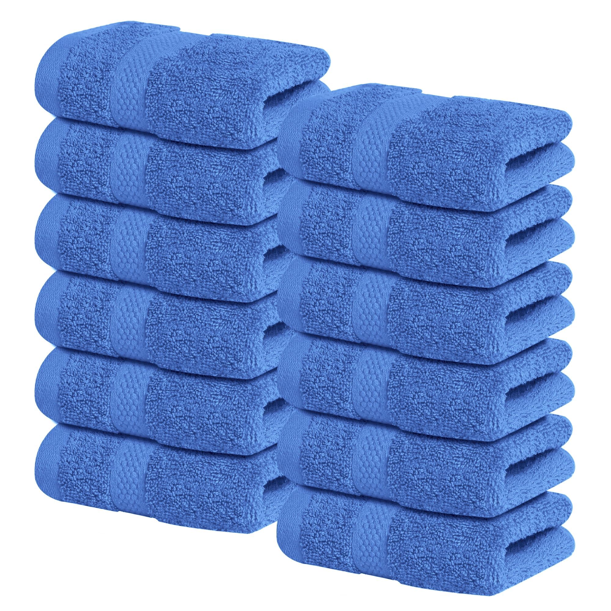 Infinitee Xclusives washcloths in eloquent blue, 12-pack, 13x13 inches, gentle on skin.