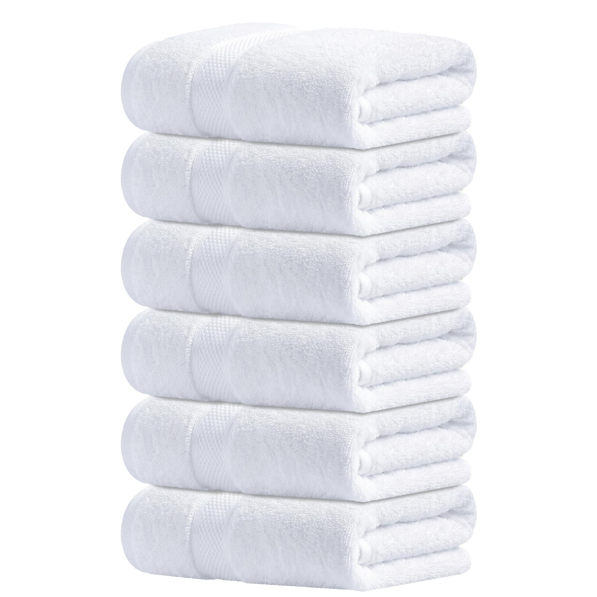 Infinitee Xclusives white hand towels, 16x28 inches, hotel-quality softness.