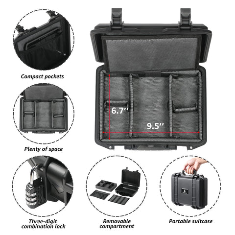 INFINITKIN Smell Proof Box angled view highlighting rugged exterior and durability.