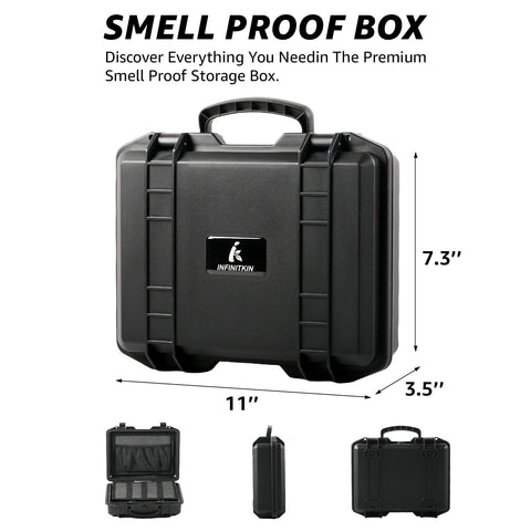 INFINITKIN Smell Proof Box lock assembly demonstrates the combination lock.