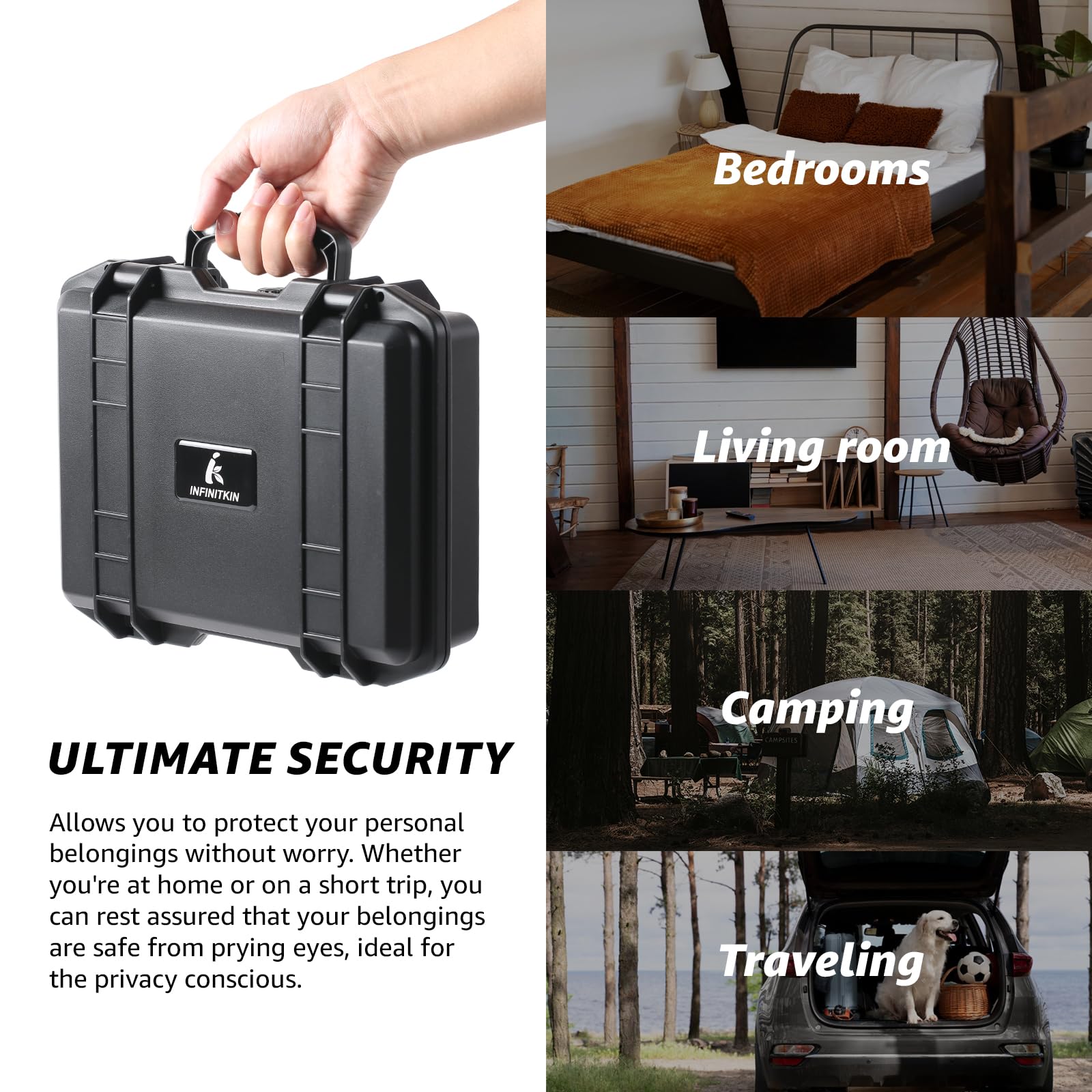 INFINITKIN Smell Proof Box travel tubes and aluminum container included.