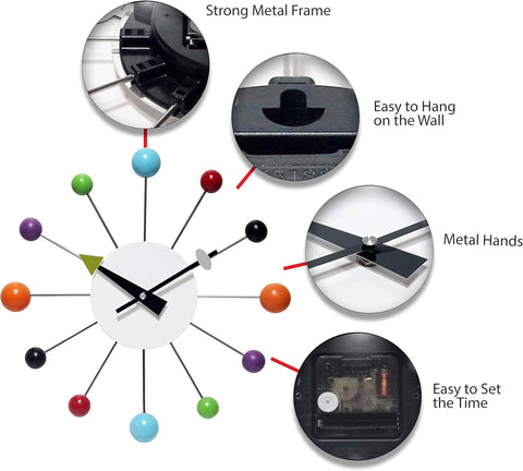 Infinity Instruments Orb Spoke clock features durable construction for long-lasting decor.