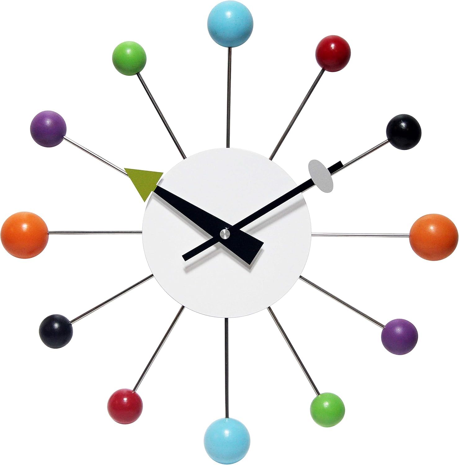 Infinity Instruments Orb Spoke clock with orb design enhances retro living spaces.