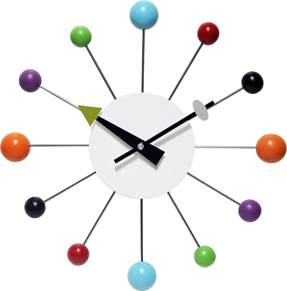 Infinity Instruments Orb Spoke clock with orb design enhances retro living spaces.