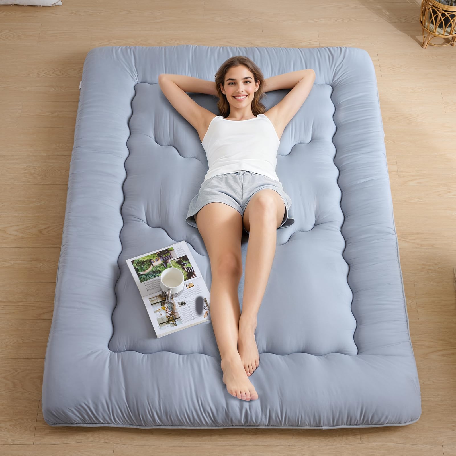 Ingdgnoso Japanese floor mattress unfolded, twin size, ideal for space-saving sleeping