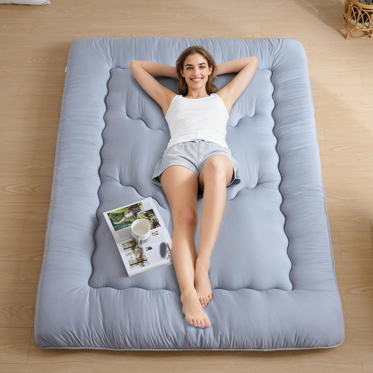 Ingdgnoso Japanese floor mattress unfolded, twin size, ideal for space-saving sleeping