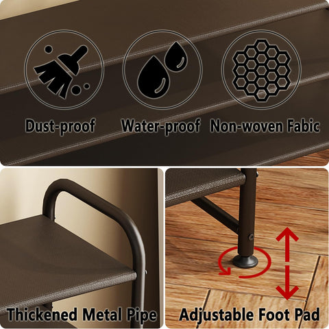 Closet-friendly, powder-coated metal frame resists wear and scratches