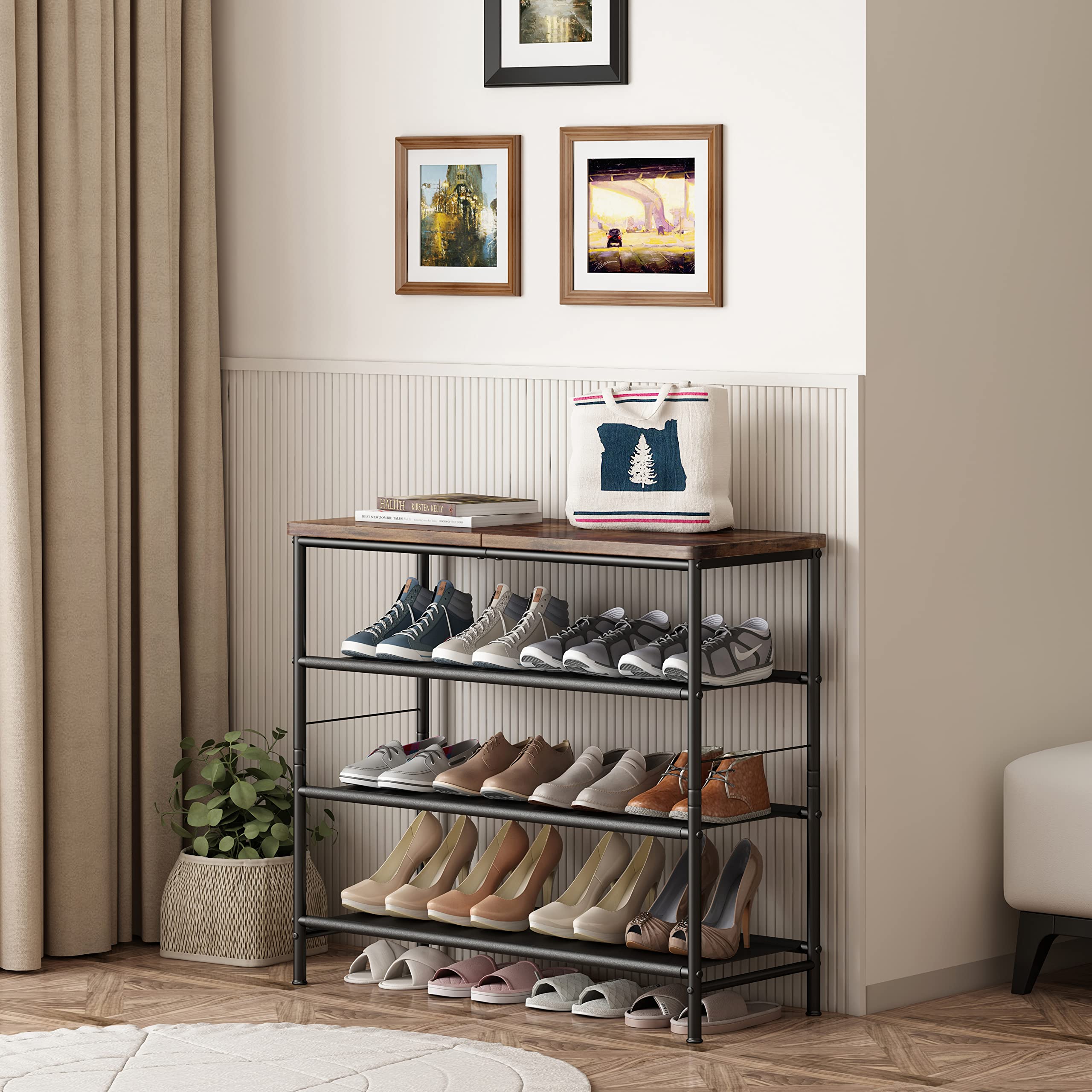 INGIORDAR entryway setup demonstrates convenient all-in-one shoe organization.