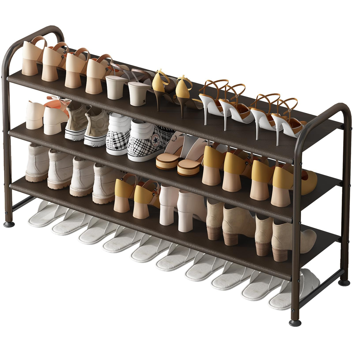INGIORDAR 3-tier shoe rack front view with roomy storage for sneakers
