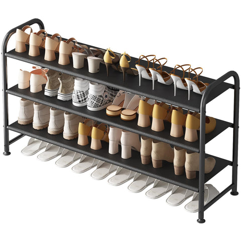 INGIORDAR 3-tier shoe rack front view showing roomy storage for sneakers and boots