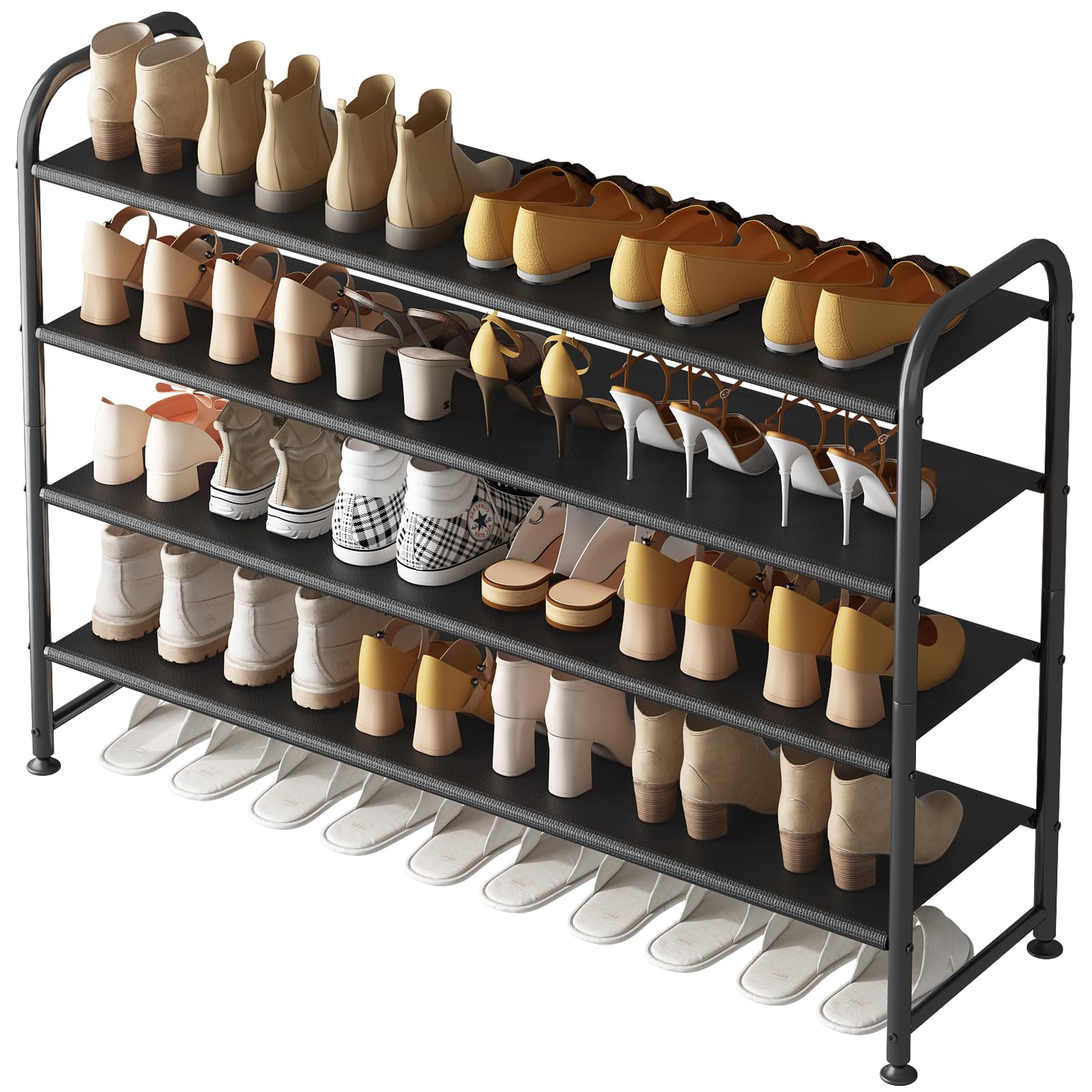 INGIORDAR shoe rack 4-tier wide organizer stores up to 24 pairs.