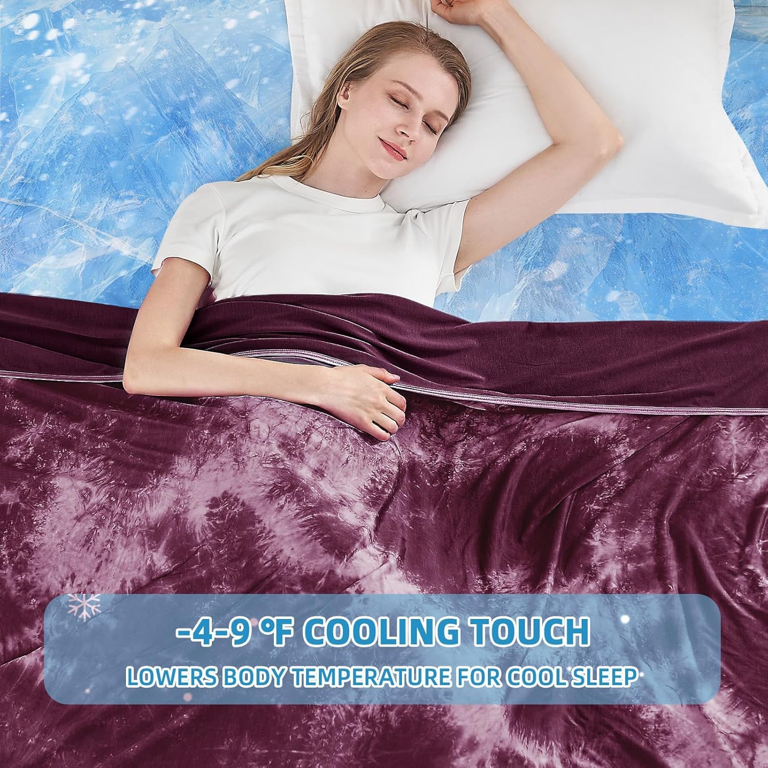 Inhand cooling blanket front nylon fabric delivers a dry, cool touch.
