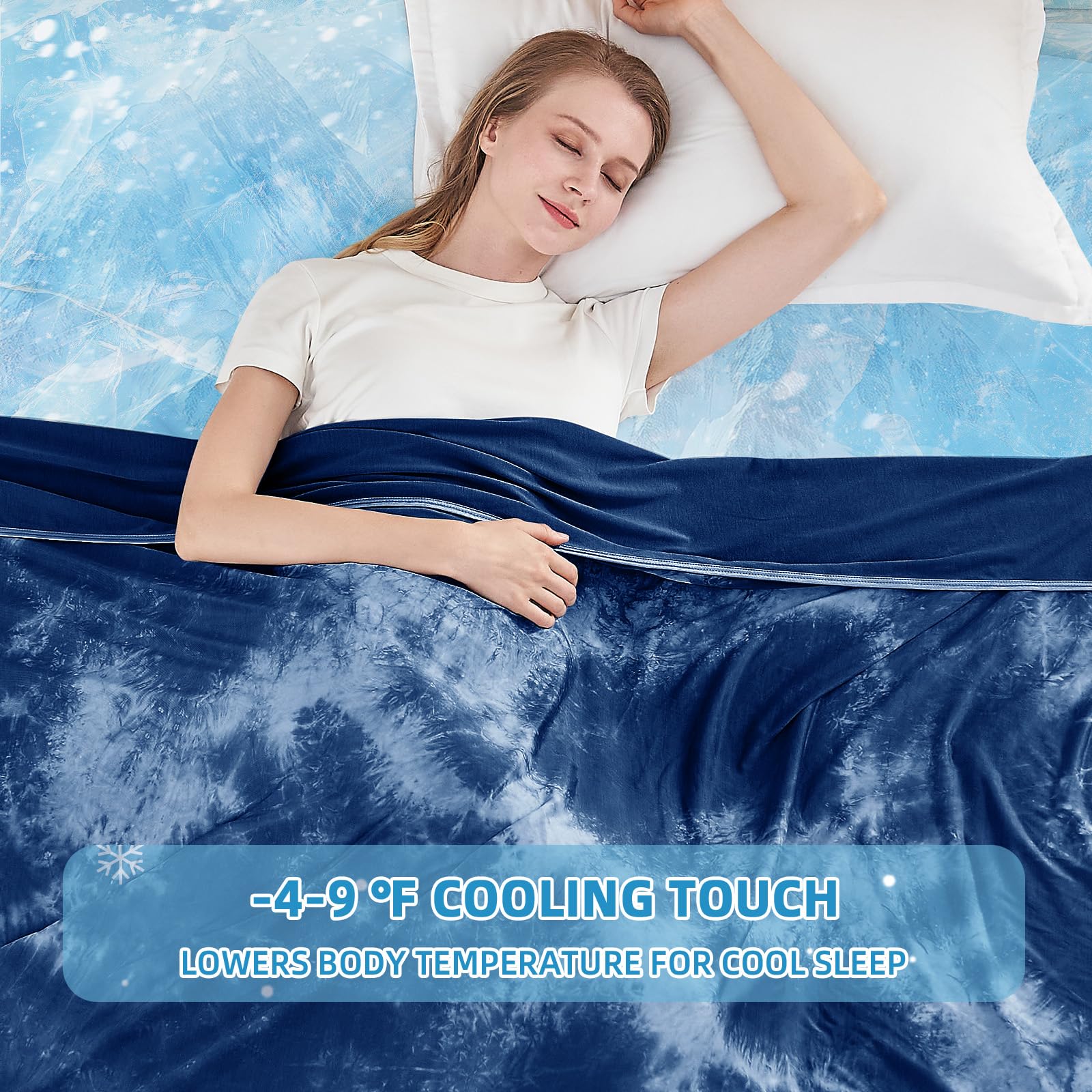 Front nylon cooling surface keeps skin drier and cooler through the night.